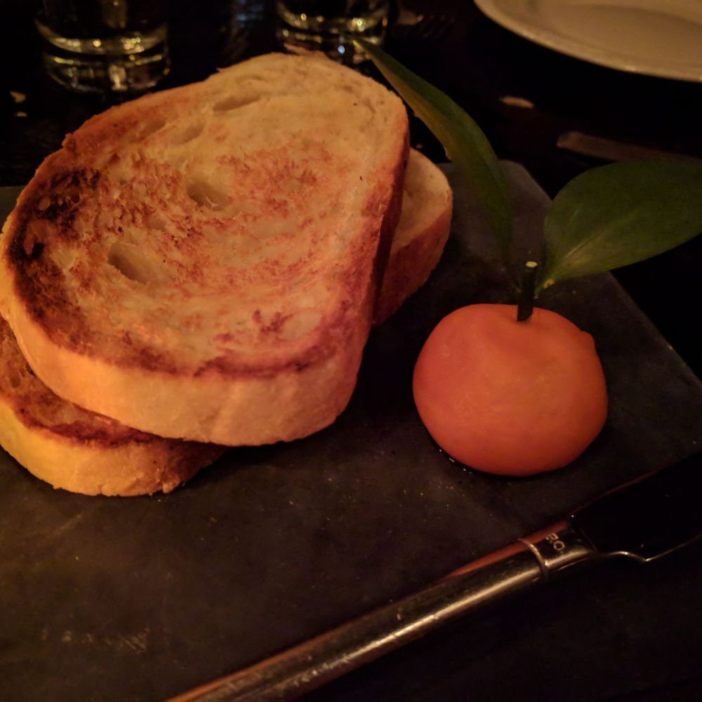 Fulton Market Kitchen - Foie mouse (with orange jelly) - New American Near Me - Chicago, Illinois Fulton Market Kitchen - Foie mouse (with orange jelly) - New American Near Me - Chicago, Illinois
