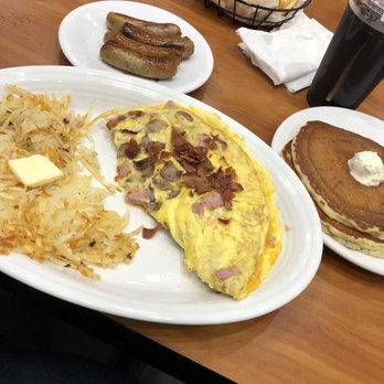 Big Boy - All meat omelette hash browns, side of pancakes and sausage. - American Near Me - Southfield, Michigan
