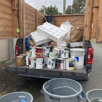 Adam's Junk Removal & Yard Services - Household Paints, Styrofoam and Cardboard sorted and recycled from a home, as per usual - Junk Removal & Hauling Near Me