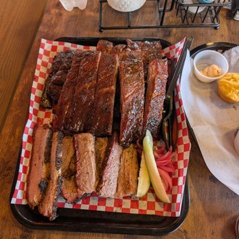 Smoke & Fire BBQ - Full slab of ribs, 1/2 pound of brisket, corn muffin, Bourbon BBQ baked beans. - Barbeque Near Me - Sarasota, Florida Smoke & Fire BBQ - Full slab of ribs, 1/2 pound of brisket, corn muffin, Bourbon BBQ baked beans. - Barbeque Near Me - Sarasota, Florida