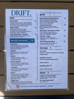 Menu photo 4 Drift Kalaheo, HI