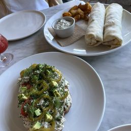 Tuna toast and burrito Tuna toast and burrito