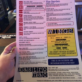 The Free Spirit - Menu - Sports Bars Near Me - Indianapolis, Indiana