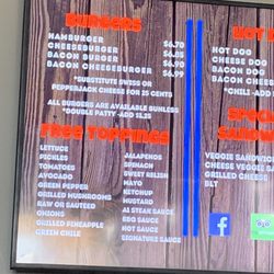 The One and Only Burgers and Fries - Menu