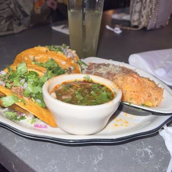 Tacos and Tequilas - Birria Tacos with Rice and Beans - Mexican Near Me - Atlanta, Georgia