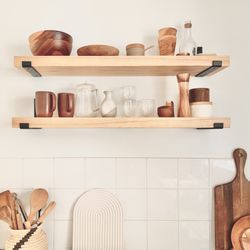 Urbandi - Natural Finish Shelves with our J-Brackets.