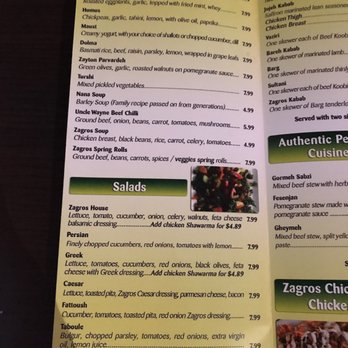 Zagros Kebab House - the menu - Mediterranean Near Me - Oakville, Ontario
