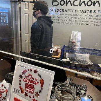 Bonchon Centreville - This is the guy that said we couldn't eat in because we ordered takeout.. it was raining, so we had to eat in the car - Korean Near Me - Centreville, Virginia