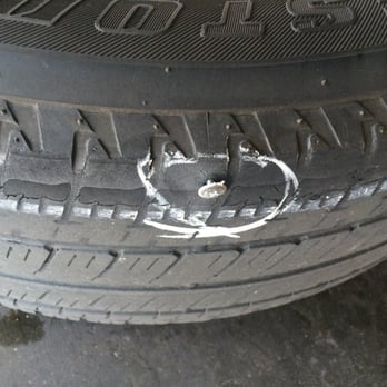 Firestone Complete Auto Care - The screw that mysteriously appeared on my tire after the technician took my car for a "test drive" - Tires Near Me - Studio City, California Firestone Complete Auto Care - The screw that mysteriously appeared on my tire after the technician took my car for a "test drive" - Tires Near Me - Studio City, California
