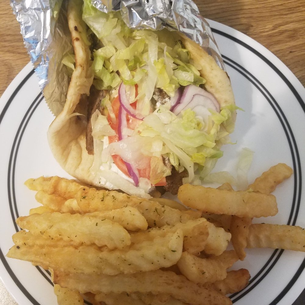 Basil's Pizza Subs & More - Beef and lamb gyro with crinkle cut fries. - Pizza Near Me - Gaithersburg, Maryland Basil's Pizza Subs & More - Beef and lamb gyro with crinkle cut fries. - Pizza Near Me - Gaithersburg, Maryland