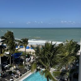 Pool side with ocean view