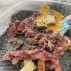 Remnants of pastrami.