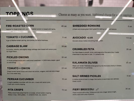 Menu photo 2 CAVA Pasadena, CA