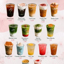 Coffee Menu 8am to 2pm daily