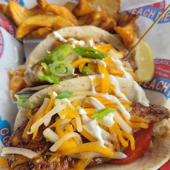 Pier 62 Oceanfront Restaurant & Bar - Fish tacos add cheese and tomato were perfect! - Seafood Near Me - Cocoa Beach, Florida