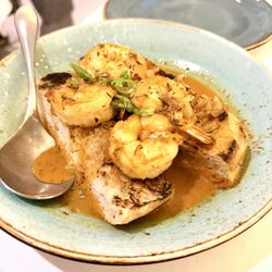 Fin & Fino - Sautéed shrimp with Cajun spice and charred bread