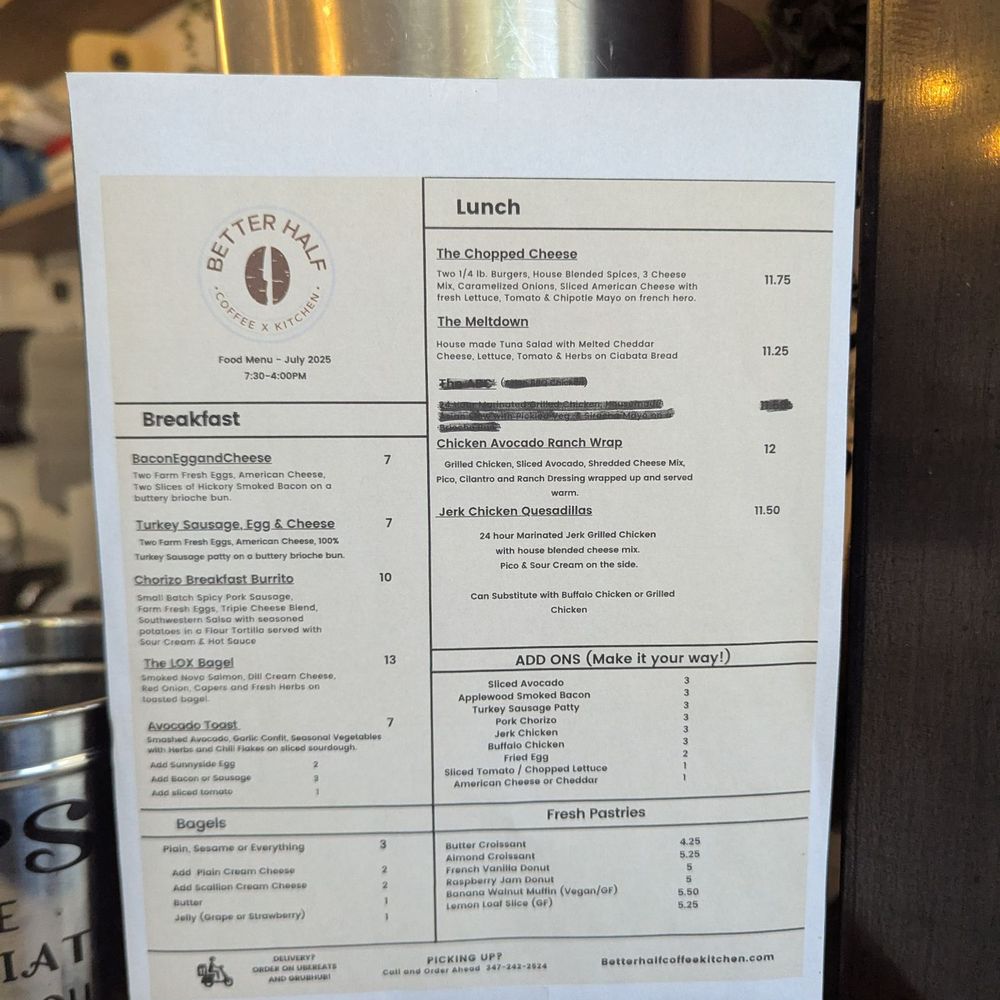Better Half Coffee & Kitchen - Menu August 2025 - Coffee & Tea Near Me - Elmhurst, New York Better Half Coffee & Kitchen - Menu August 2025 - Coffee & Tea Near Me - Elmhurst, New York
