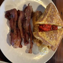 Stuffed French Toast with Strawberries and Bacon