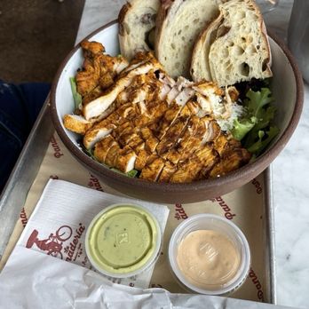 La Panaderia Bakery Cafe - Chipotle Chicken salad with a Cranberry Walnut hearty bread. - Bakeries Near Me - San Antonio, Texas