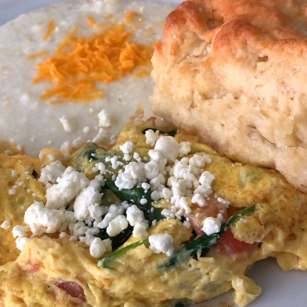 Mama's Boy - Vegetable scrambler with grits and a biscuit - Southern Near Me - Athens, Georgia Mama's Boy - Vegetable scrambler with grits and a biscuit - Southern Near Me - Athens, Georgia