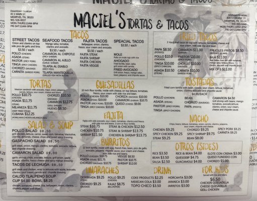 Menu photo 3 Maciel's Tortas & Tacos Memphis, TN