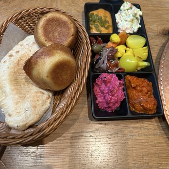 AMBAR Restaurant, Capitol Hill - Olivier spread with pita and corn bread - Modern European Near Me - Washington, DC, District of Columbia
