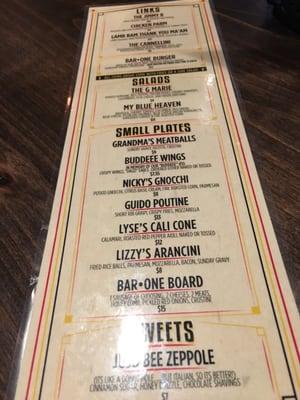 Menu photo 5 Bar One San Diego, CA