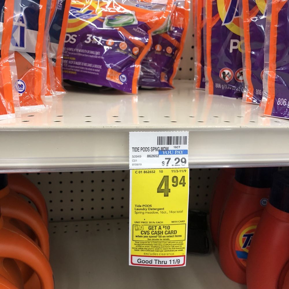 CVS Pharmacy y más - 2 Tide pods $9.88, 3 gain liquids $14.82, 1 gain booster $5.94 = $30.64 - Drugstores Near Me - SYLMAR, California