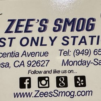 Zee's Smog Test Only Station - Smog Check Stations Near Me - Costa Mesa, California Zee's Smog Test Only Station - Smog Check Stations Near Me - Costa Mesa, California