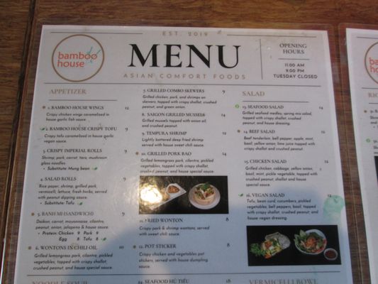 Menu photo 5 Bamboo House Portland, OR