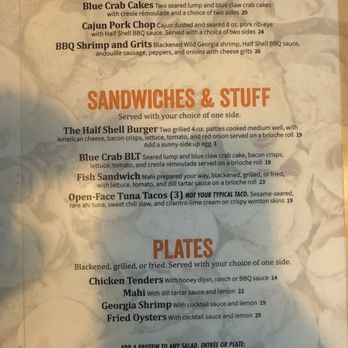 The Half Shell - Menu - Seafood Near Me - Saint Simons Island, Georgia