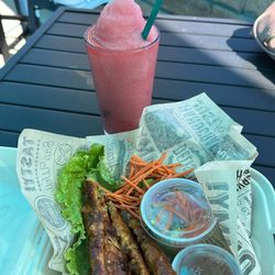 Yummy on Wheels - Cider slush from Legend Cider Co and amazing chicken satay.