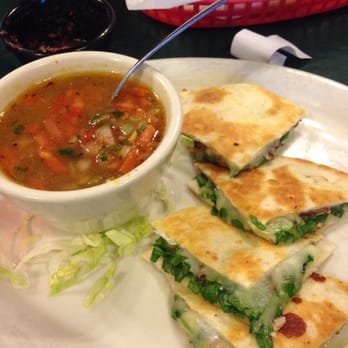 Chimi's Mexican Food - arroz con pollo soup and a spinach and mushroom quesadilla from the lunch menu - Mexican Near Me - Tulsa, Oklahoma