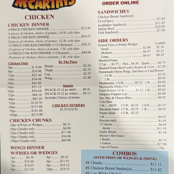 Bob's Hienie's McCarthy's - Menu - Chicken Shop Near Me - Tinley Park, Illinois Bob's Hienie's McCarthy's - Menu - Chicken Shop Near Me - Tinley Park, Illinois