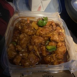 China Garden - General Tso chicken, already started eating, photo taken in car