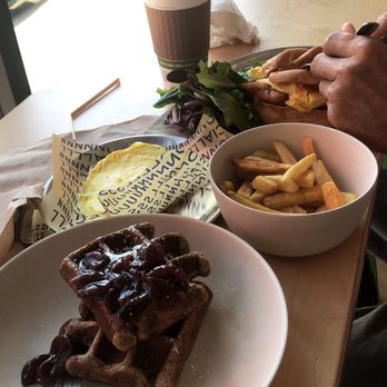 Union Special - Grain waffles, fries and the egg sandwich with scrambled eggs. - Bakeries Near Me - Raleigh, North Carolina Union Special - Grain waffles, fries and the egg sandwich with scrambled eggs. - Bakeries Near Me - Raleigh, North Carolina