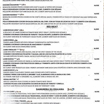 Rasoi - Menu - Indian Near Me - Barcelona, B