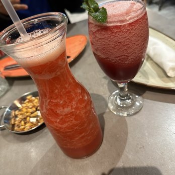 Merkado 31 - Strawberry juice (left) frozen Chicha Morada (right) - Peruvian Near Me - North Miami Beach, Florida Merkado 31 - Strawberry juice (left) frozen Chicha Morada (right) - Peruvian Near Me - North Miami Beach, Florida