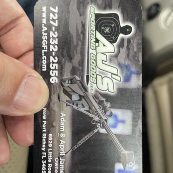 AJ's Sporting Goods - Business card - Guns & Ammo Near Me - New Port Richey, Florida AJ's Sporting Goods - Business card - Guns & Ammo Near Me - New Port Richey, Florida