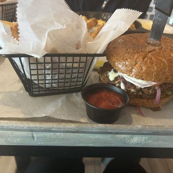 The Local - Black bean burger with Parmesan Truffle Fries - Cocktail Bars Near Me - Babylon, New York