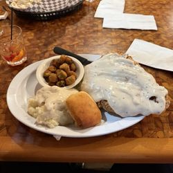 Crosswoods Restaurant - Chicken fried steak and an old fashioned. Dinner was good. Cocktails were adequate. Thanks Stephanie!