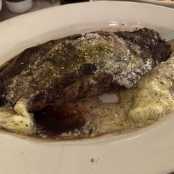 Prime Steak House - Garlic New York Strip - cooked perfectly medium as requested