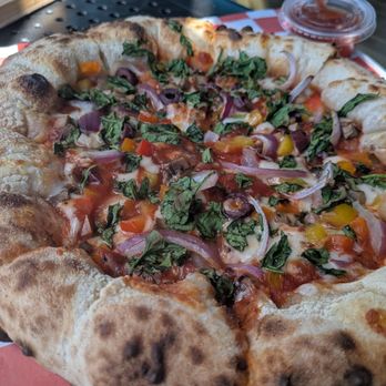 Jules J Berta Vineyards - Farm to Table 10" pizza with their new stuffed crust. I left off all the meat (pepperoni, bacon, sausage) normally included on this one. - Wineries Near Me - Albertville, Alabama Jules J Berta Vineyards - Farm to Table 10" pizza with their new stuffed crust. I left off all the meat (pepperoni, bacon, sausage) normally included on this one. - Wineries Near Me - Albertville, Alabama