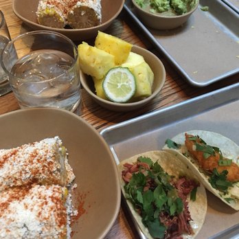 Bartaco Chastain Park - Grilled Corn, Pineapple with lime, Fish Taco, and Pork Pastor Taco - Mexican Near Me - Atlanta, Georgia