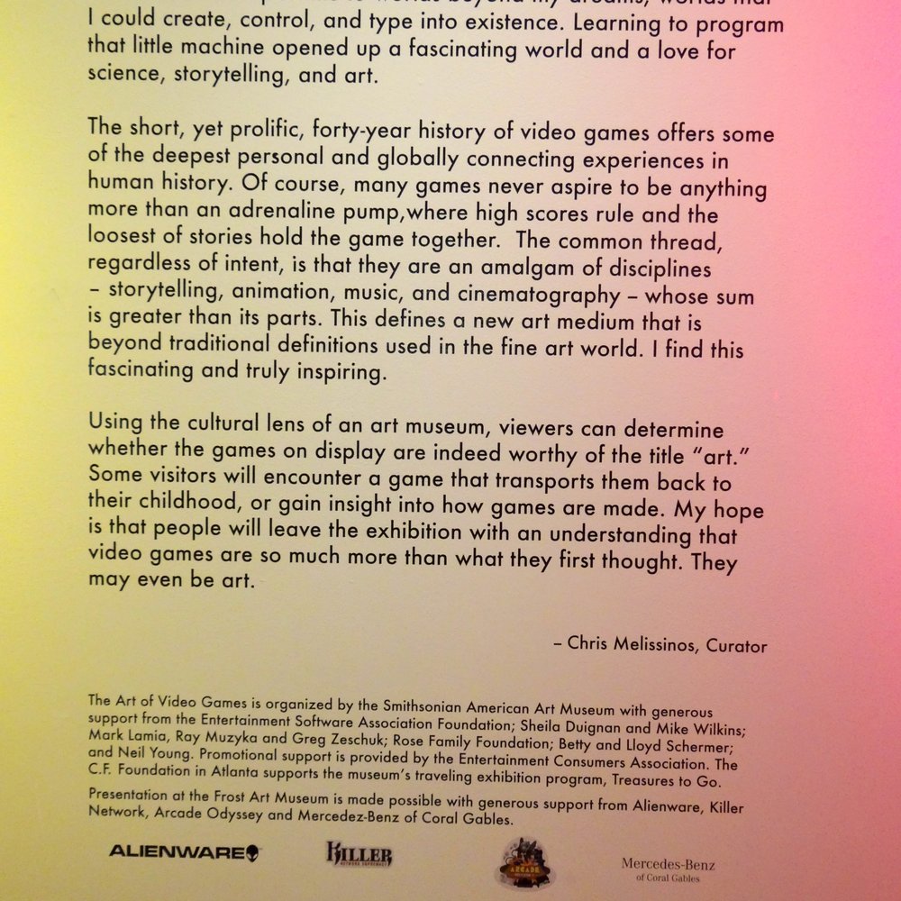 Frost Art Museum - The Art of Video Games exhibit information. - Art Museums Near Me - Miami, Florida