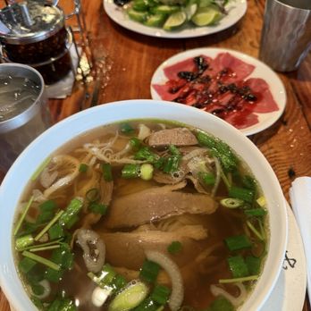 Pho Island III - B2 combination pho with rare steak on the side - Vietnamese Near Me - Modesto, California