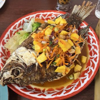 Thai bistro - Fried whole fish mango sauce - Thai Near Me - Chula Vista, California Thai bistro - Fried whole fish mango sauce - Thai Near Me - Chula Vista, California