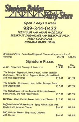 Menu photo 4 Stephan Bridge Party Store Grayling, MI
