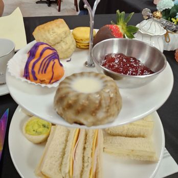Quirky Royal Tea Room - My tea tray with desserts, scone, chocolate covered strawberries, quiche and finfer sandwiches. Yum - Tea Rooms Near Me - Gilbert, Arizona Quirky Royal Tea Room - My tea tray with desserts, scone, chocolate covered strawberries, quiche and finfer sandwiches. Yum - Tea Rooms Near Me - Gilbert, Arizona