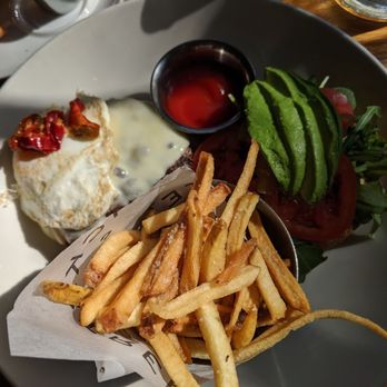 Backstreet Cafe - wood grilled hugo's burger @JennSusie on insta - New American Near Me - Houston, Texas